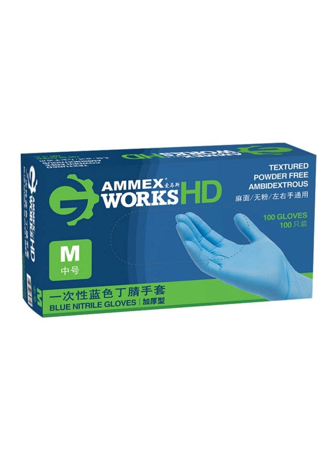 Ammex 100-Piece Disposable Gloves Blue 22.5x12x7.8cm - Image 1