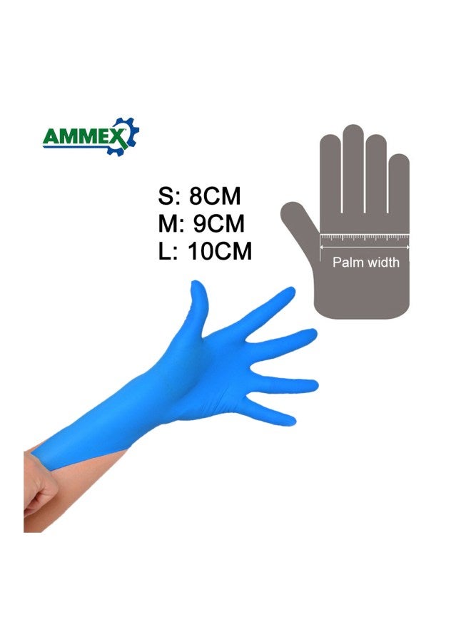 Ammex 100-Piece Disposable Gloves Blue 22.5x12x7.8cm - Image 3