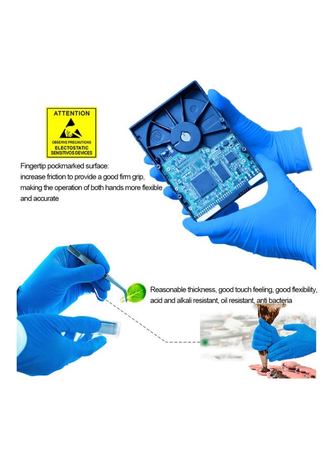 Ammex 100-Piece Disposable Gloves Blue 22.5x12x7.8cm - Image 5
