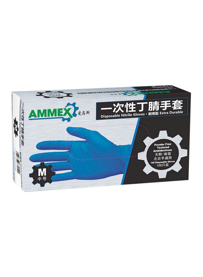 Ammex 100-Piece Disposable Gloves Blue 22x12x7cm - Image 1