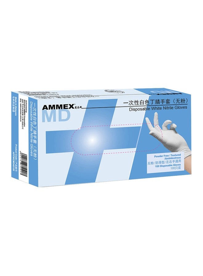 Ammex 100-Piece Disposable Gloves White 22.5x12x6cm - Image 1