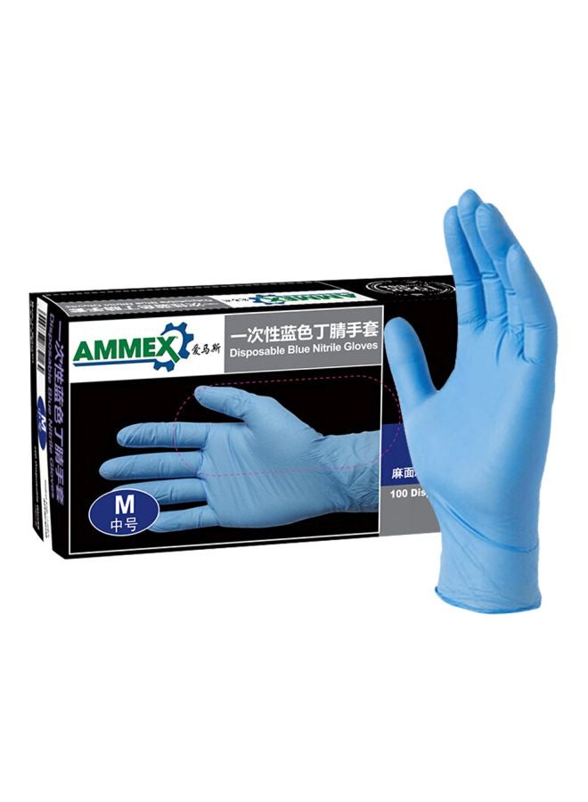 Ammex 100-Piece Disposable Gloves Blue 22.5x12x6cm - Image 1