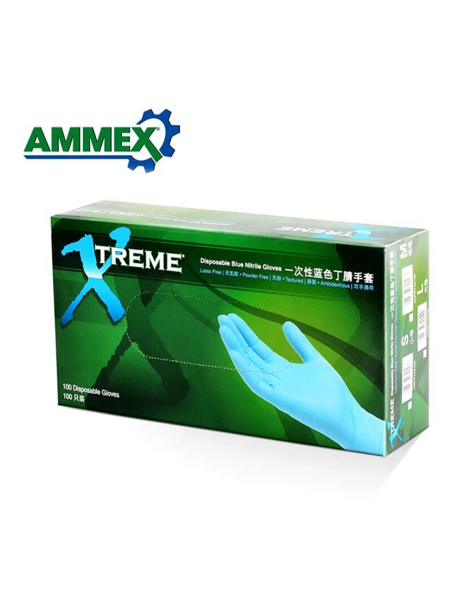 Ammex Pack Of 100-Piece Disposable Gloves Blue 22.5x12x6cm - Image 4