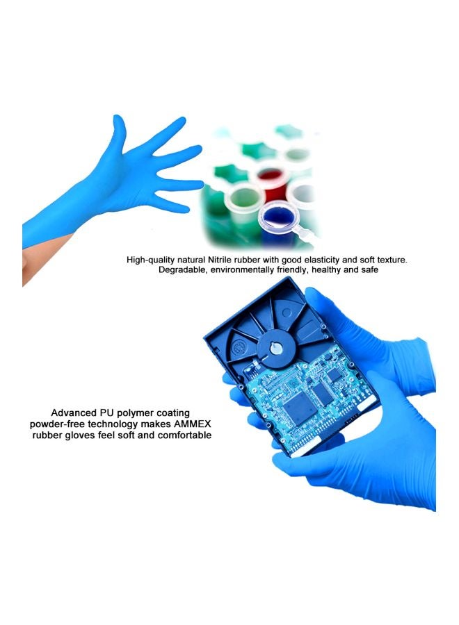 Ammex Pack Of 100-Piece Disposable Gloves Blue 22.5x12x6cm - Image 2