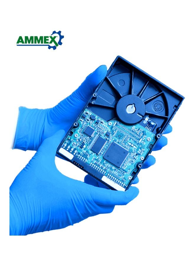 Ammex Pack Of 100-Piece Disposable Gloves Blue 22.5x12x6cm - Image 5