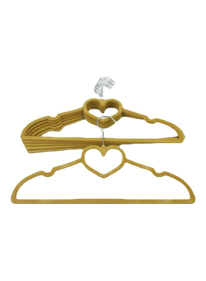 6-Piece Velvet Cloth Hanger Set Gold 22x40cm