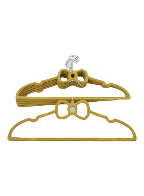 6-Piece Velvet Cloth Hanger Set Gold 22x40centimeter