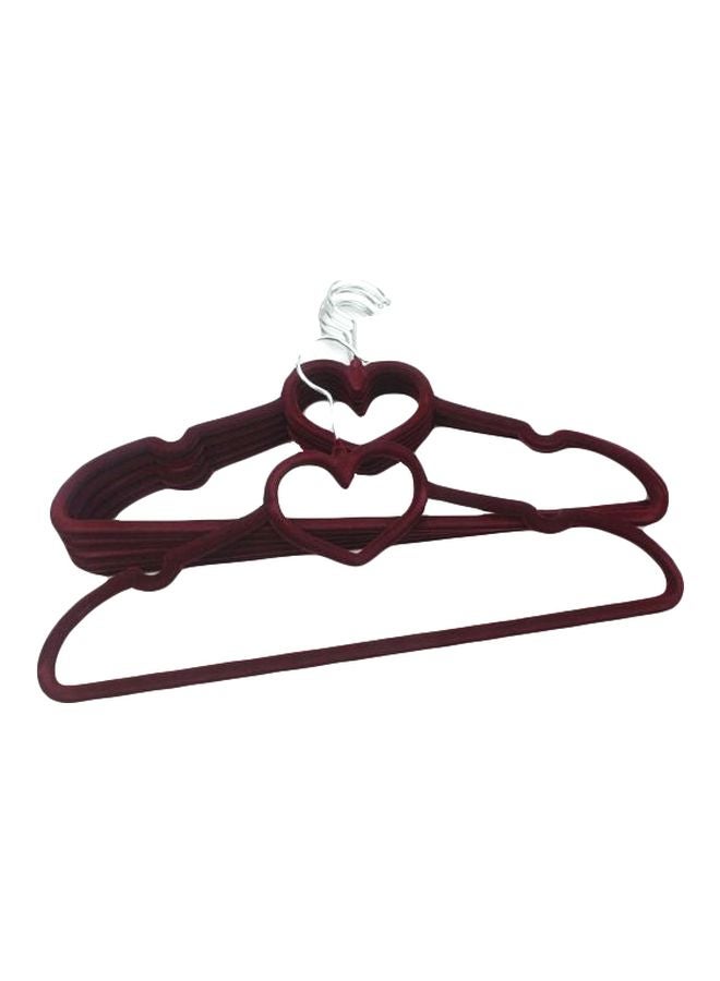 6-Piece Velvet Cloth Hanger Set Dark Red 22x40centimeter