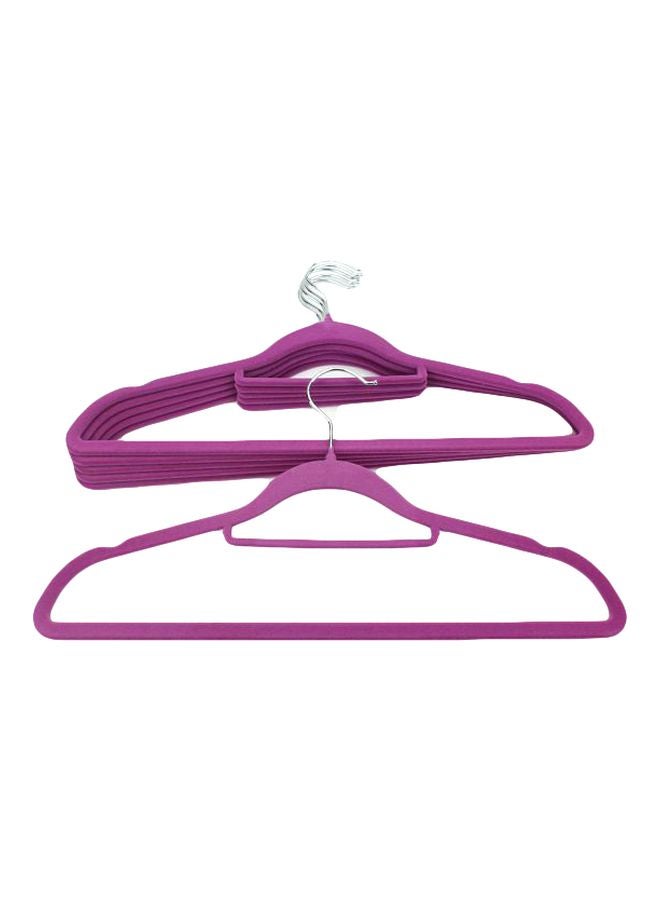 6-Piece Velvet Cloth Hanger Set Purple 22x40centimeter