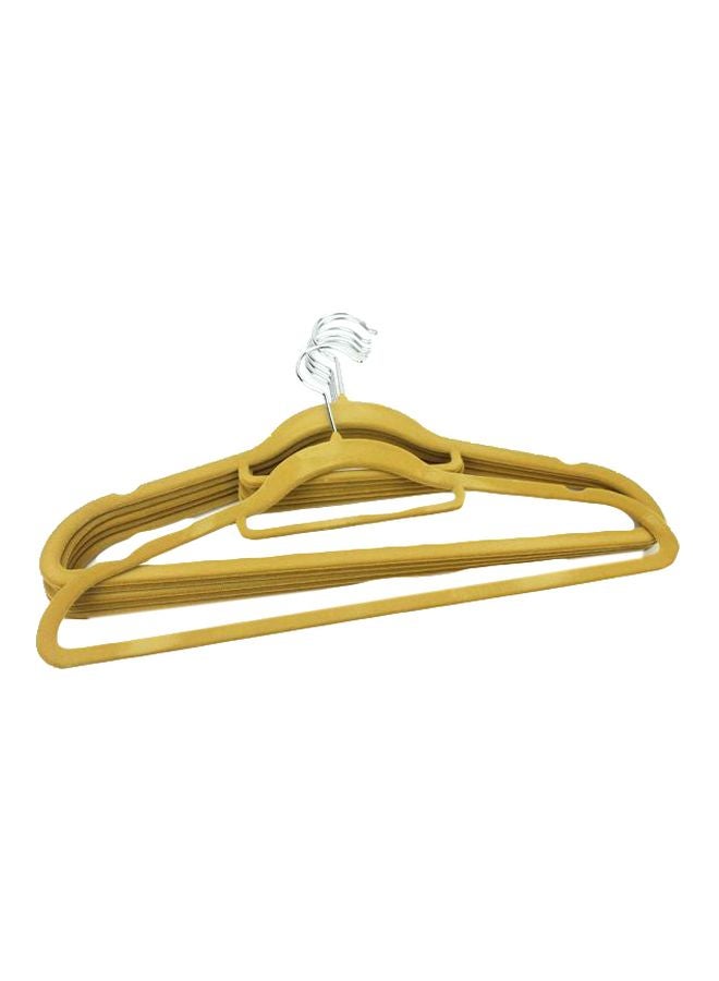 6-Piece Velvet Cloth Hanger Set Gold 22x40cm