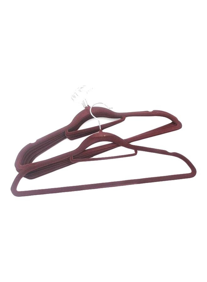 6-Piece Velvet Cloth Hanger Set Dark Red 22x40centimeter