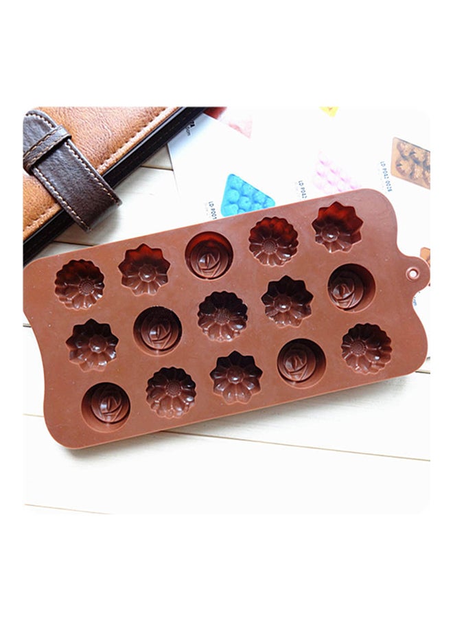 قالب للشوكولاتة يتضمن 15 وردة بني 20 x 10 x 2سم - Image 2