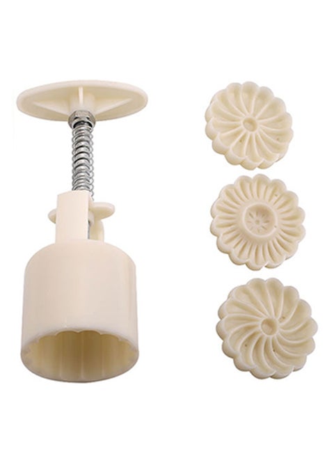 Hand Pressure Round Shape Mooncake Mold White 5.1 x 5.1 x 14.8cm