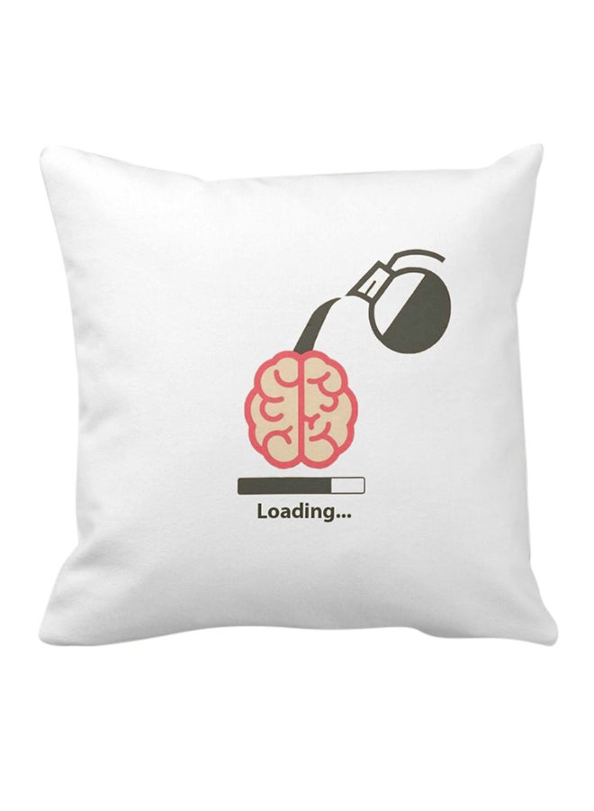 1st Piece Loading Coffee Printed Square Pillow White 40 x 40centimeter - Image 1