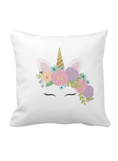 Unicorn Printed Square Pillow White 40 x 40centimeter