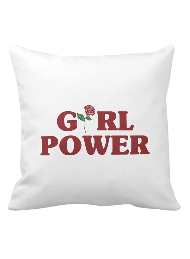 1st Piece Girl Power Rose Printed Square Pillow White 40 x 40cm  - Image 1