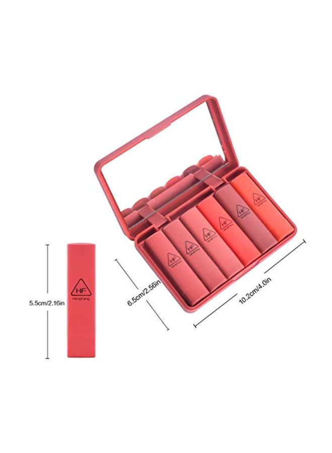 Heng Fang 6-Piece Set Matte Lipstick Box Red/Grey/Orange - Image 2