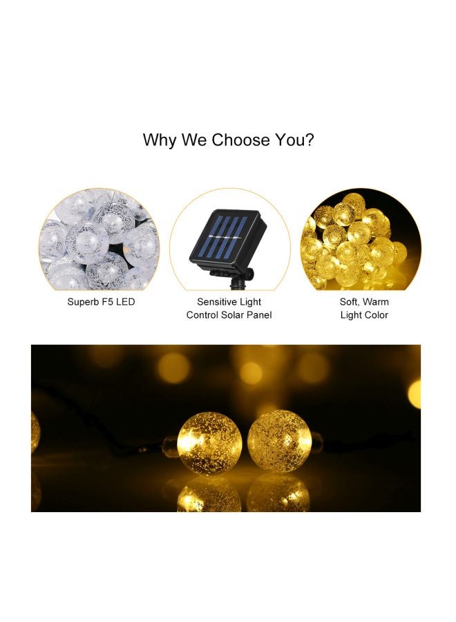 تومشاين سلسلة إضاءة LED تعمل بالطاقة الشمسية من 30 قطعة أصفر 6.3متر - Image 2