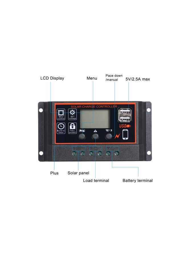 منظم شحن يعمل بالأشعة تحت الحمراء بمنفذ USB الأسود / الأزرق 133x70x35مم - Image 3
