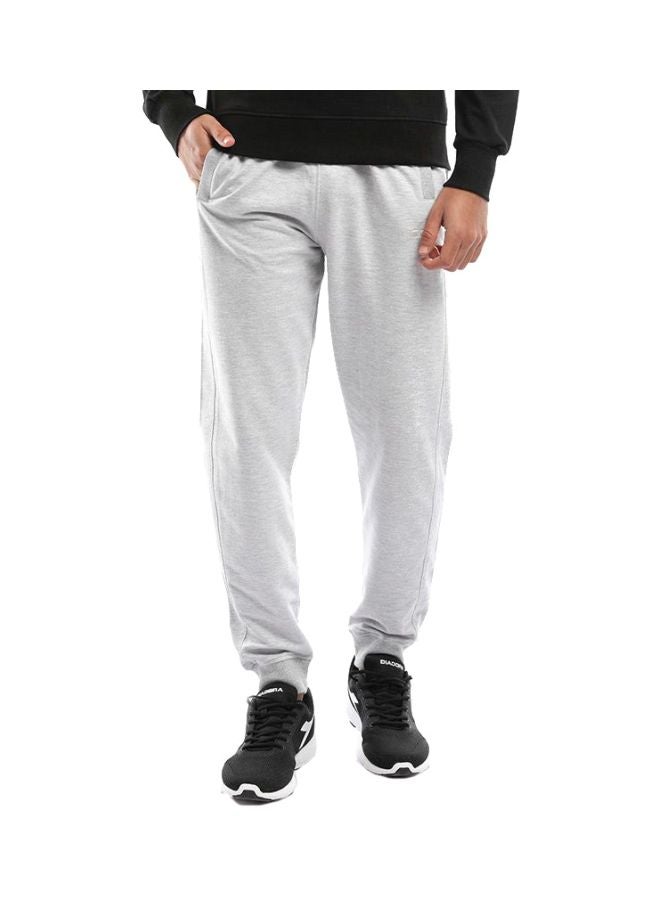 Ribbed Hem Cotton Joggers Grey  - Image 1