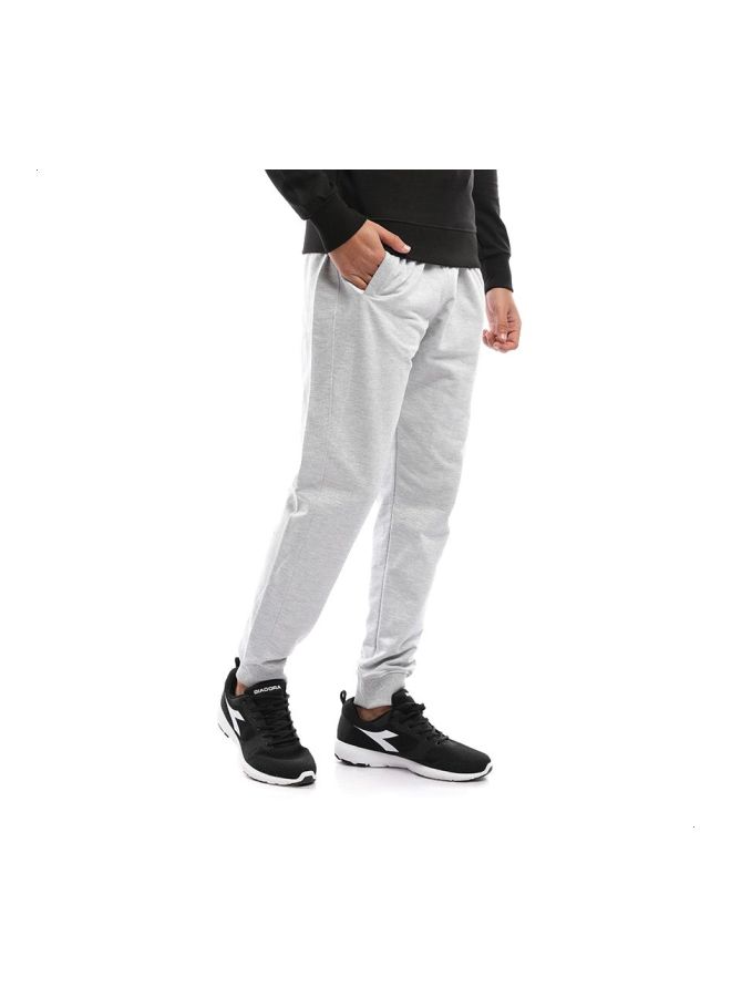 Ribbed Hem Cotton Joggers Grey  - Image 3