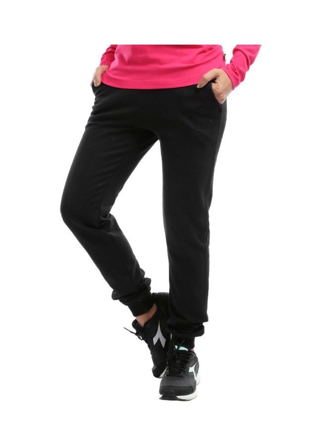 بنطلون رياضي خفيف برباط ملفوف حول الخصر أسود - Image 1