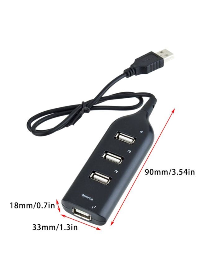 4-Port USB 2.0 High Speed USB Hub Black