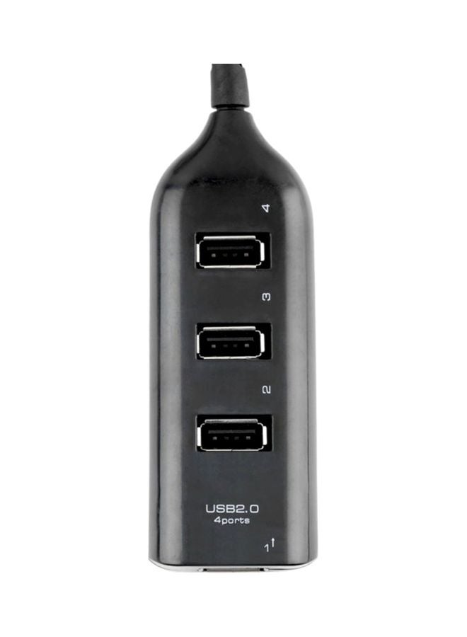 4-Port USB 2.0 High Speed USB Hub Black