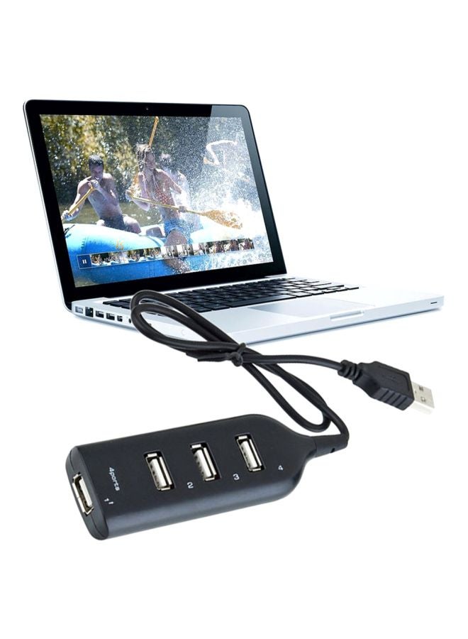 4-Port USB 2.0 High Speed USB Hub Black