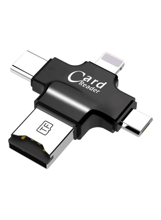 Type-C 4 In 1 Interface USB Card Reader Black  - Image 1