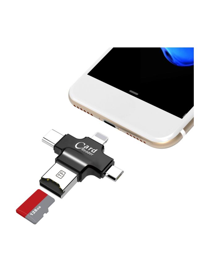 Type-C 4 In 1 Interface USB Card Reader Black  - Image 2