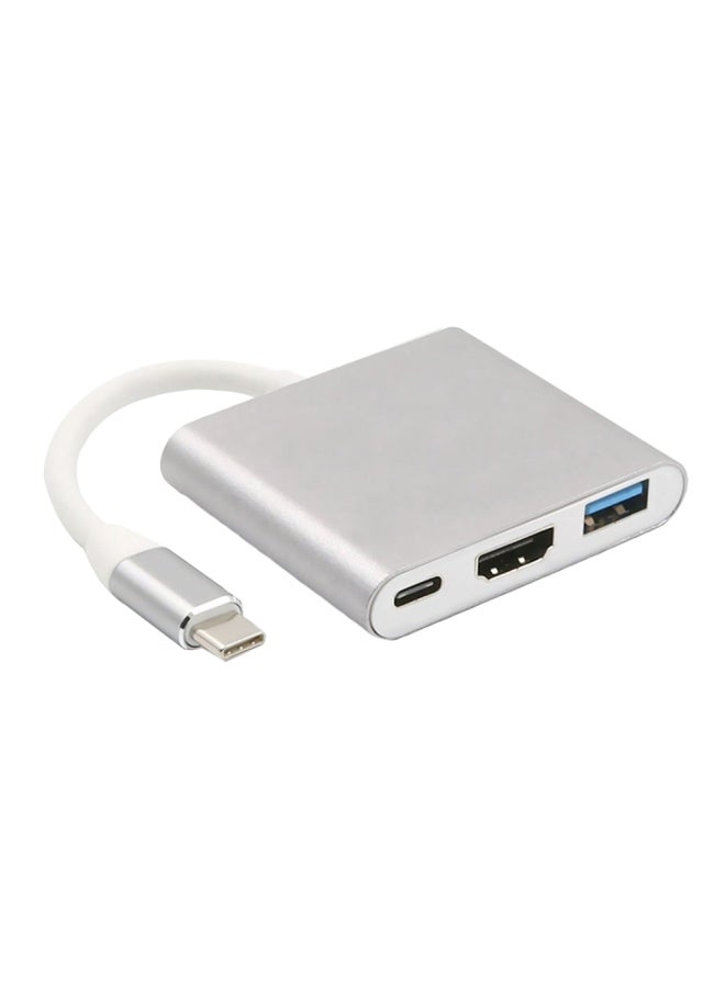 محول كابل شاحن بمنفذ USB Type C إلى HDMI فضي - Image 1
