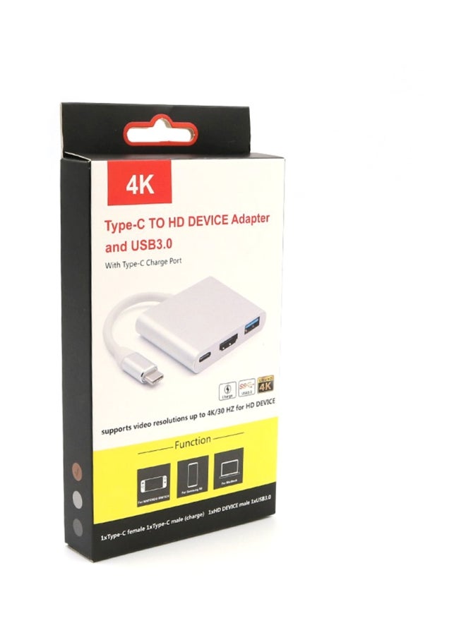 محول كابل شاحن بمنفذ USB Type C إلى HDMI فضي - Image 3