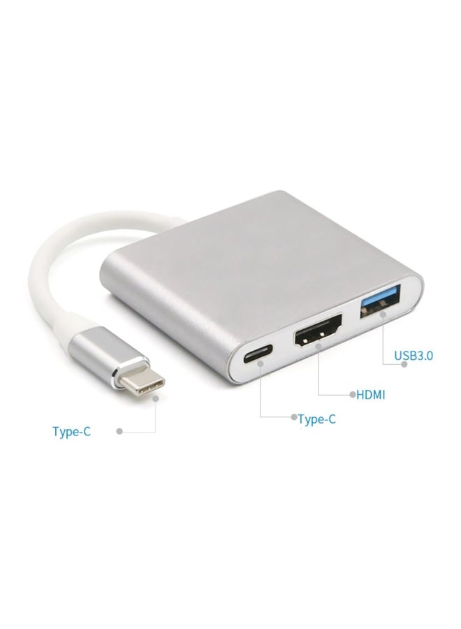 محول كابل شاحن بمنفذ USB Type C إلى HDMI فضي - Image 2