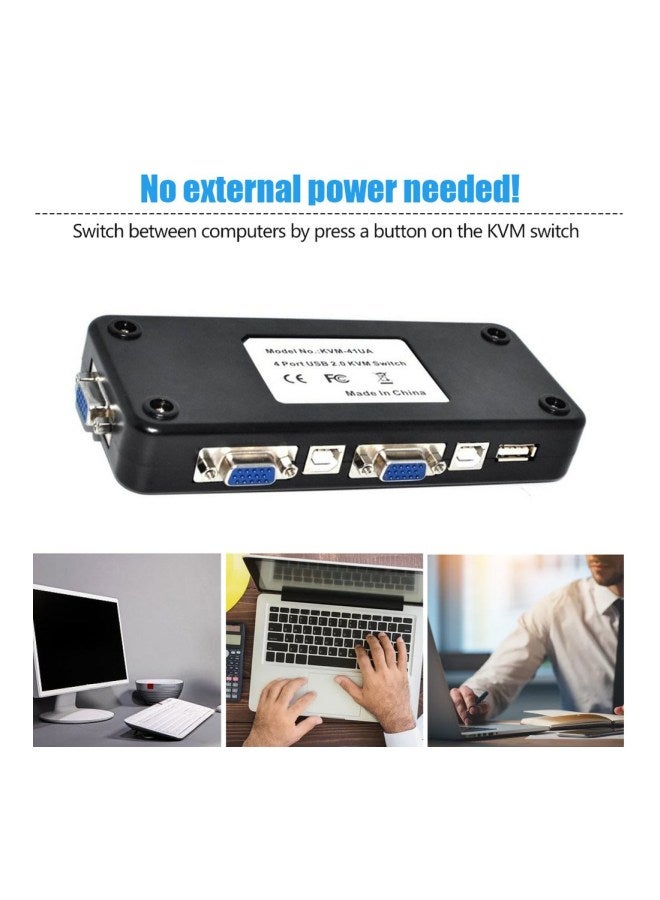 4 Port SVGA VGA Keyboard Mouse Switch Box Black - Image 2