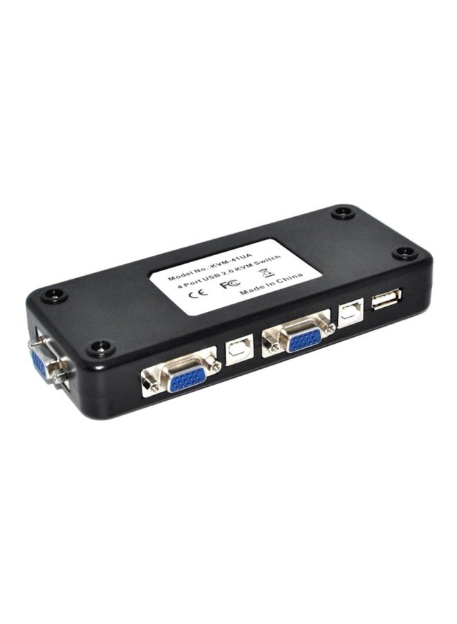 4 Port SVGA VGA Keyboard Mouse Switch Box Black - Image 1