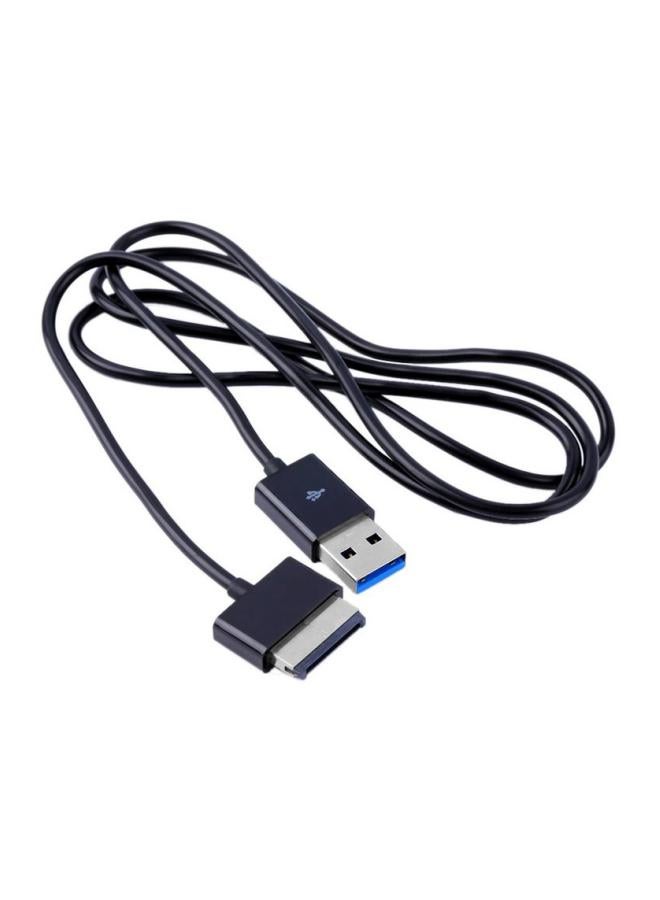 كابل بمنفذ USB للشحن ومزامنة البيانات أسود/فضي - Image 1