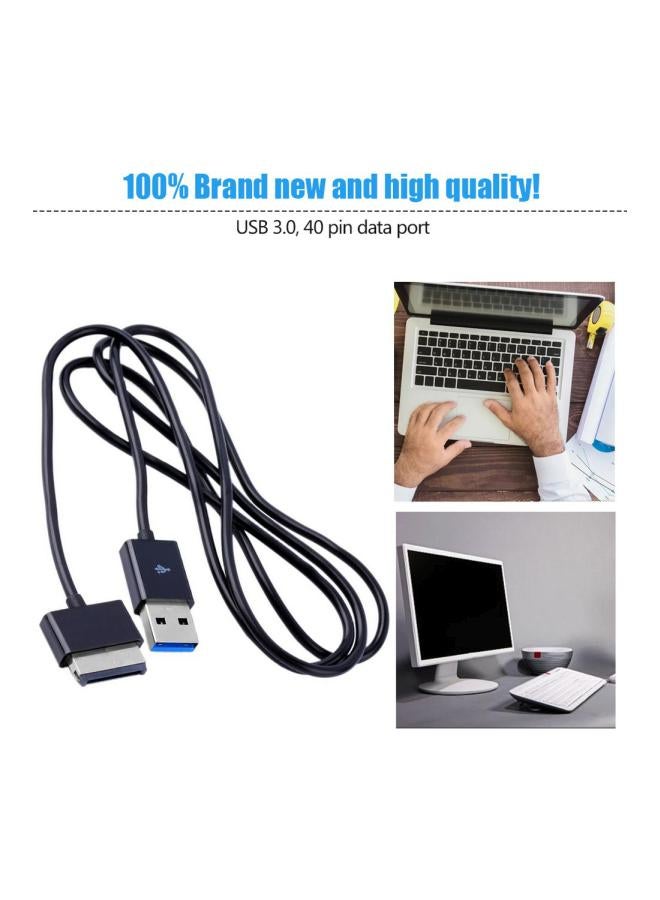 كابل بمنفذ USB للشحن ومزامنة البيانات أسود/فضي - Image 3