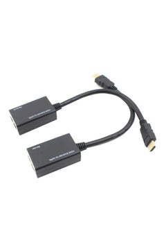 2-Piece CAT5e CAT6 Extender HDMI To RJ45 Network Extension Amplifier Black