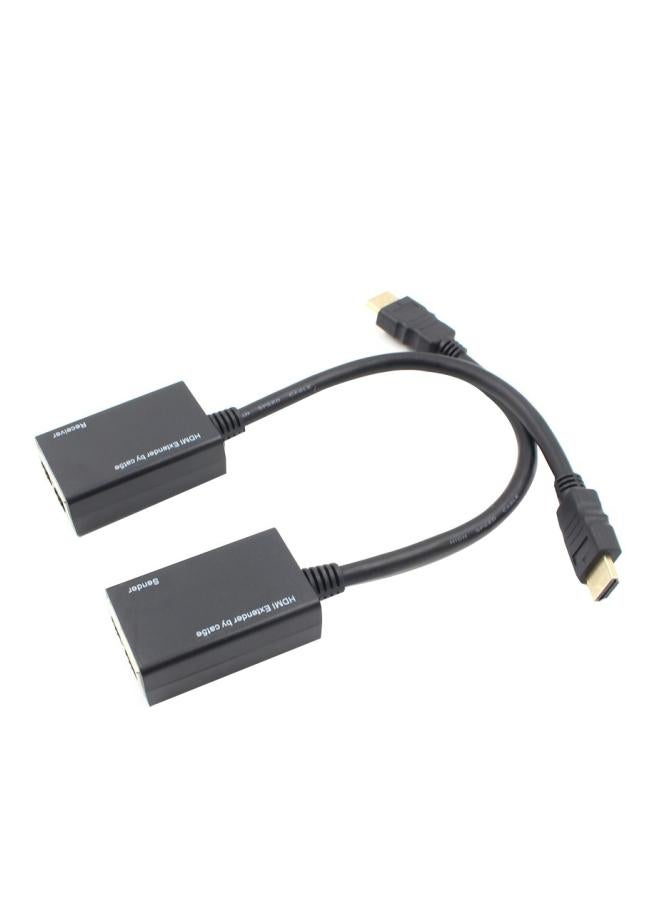 Generic - 2-Piece CAT5e CAT6 Extender HDMI To RJ45 Network Extension Amplifier Black - Image 1