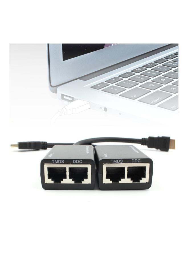 Generic - 2-Piece CAT5e CAT6 Extender HDMI To RJ45 Network Extension Amplifier Black - Image 1