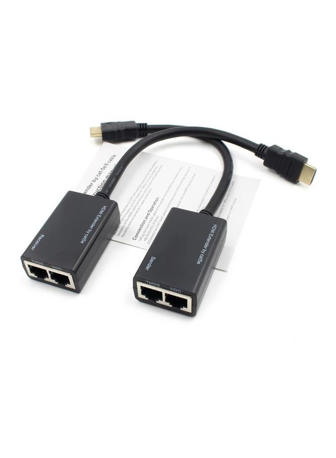 Generic - 2-Piece CAT5e CAT6 Extender HDMI To RJ45 Network Extension Amplifier Black - Image 1