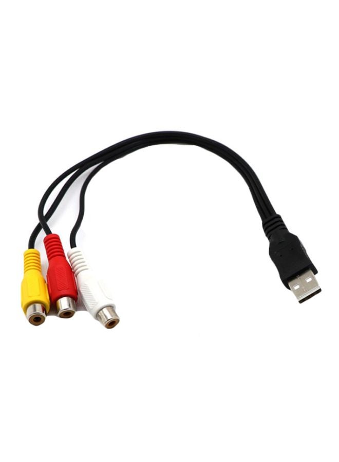 USB To Male 3RCA Cable Black