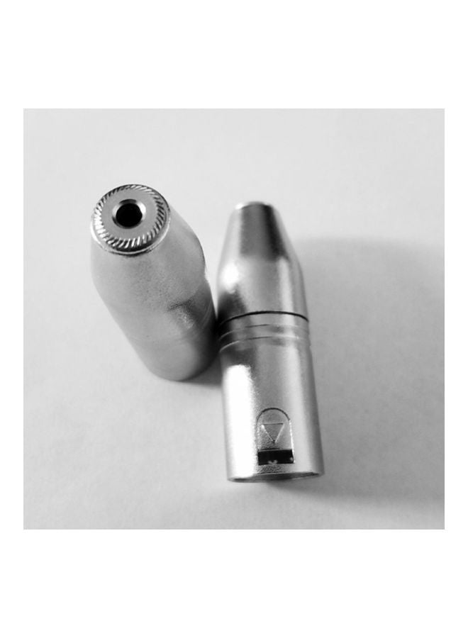 3 Pin Microphone Cable Connector Adaptor Silver - Image 2