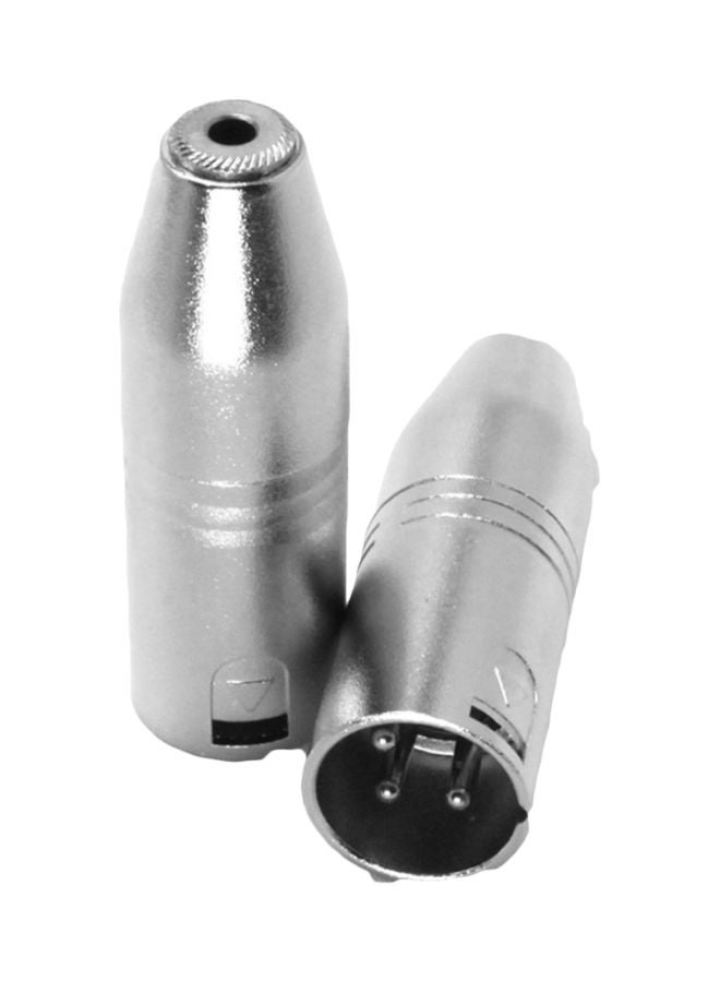 3 Pin Microphone Cable Connector Adaptor Silver - Image 1