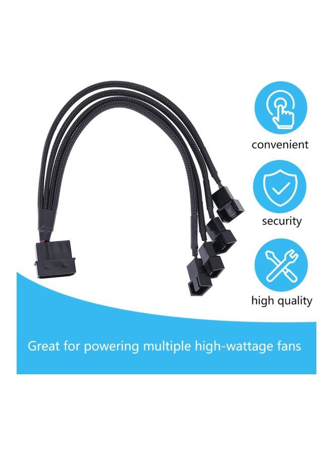 4-Pin Molex Male To PWM Male Extension Adapter Cable Black - Image 4