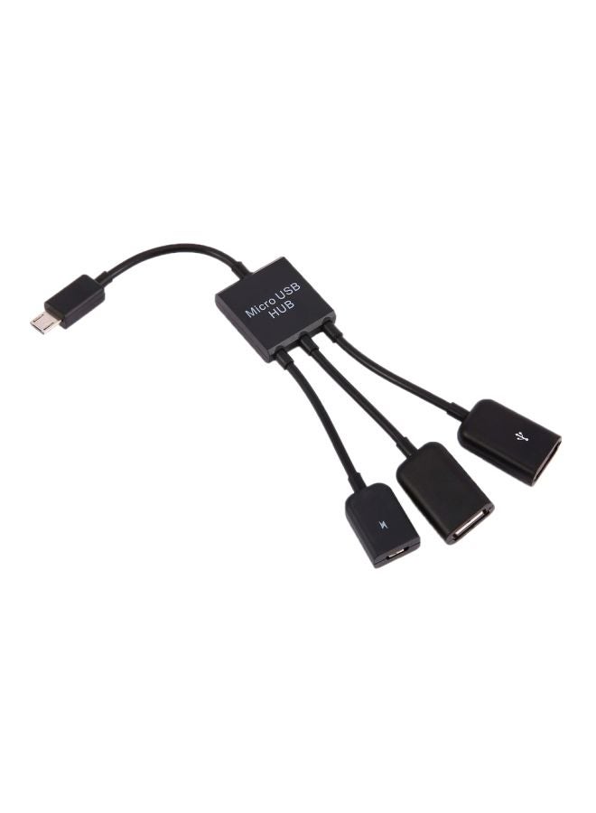 Generic 3-In-1 Male To Female Micro USB Hub Black  - Image 2