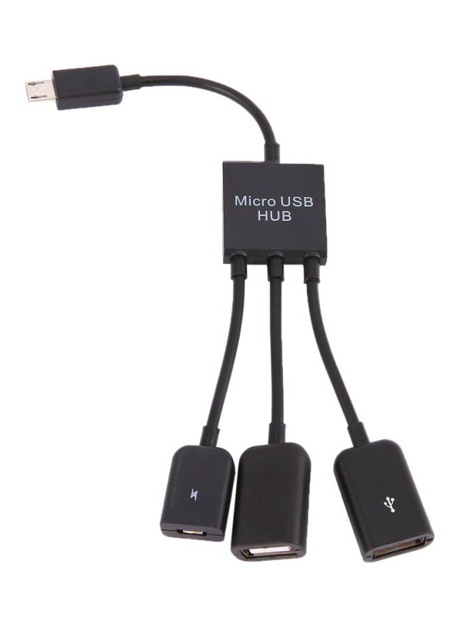 Generic 3-In-1 Male To Female Micro USB Hub Black  - Image 1