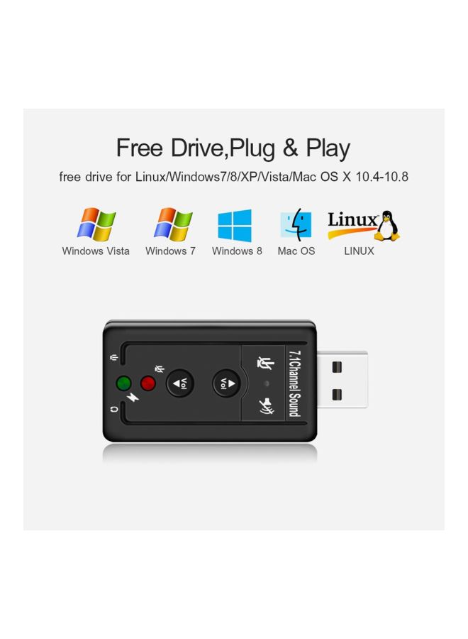 7.1-Channel External Sound Cards Black/Silver  - Image 2