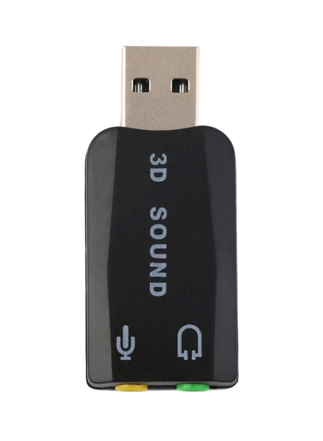 Generic USB 2.0 to 3D Mic Sound Card Adapter Black  - Image 1